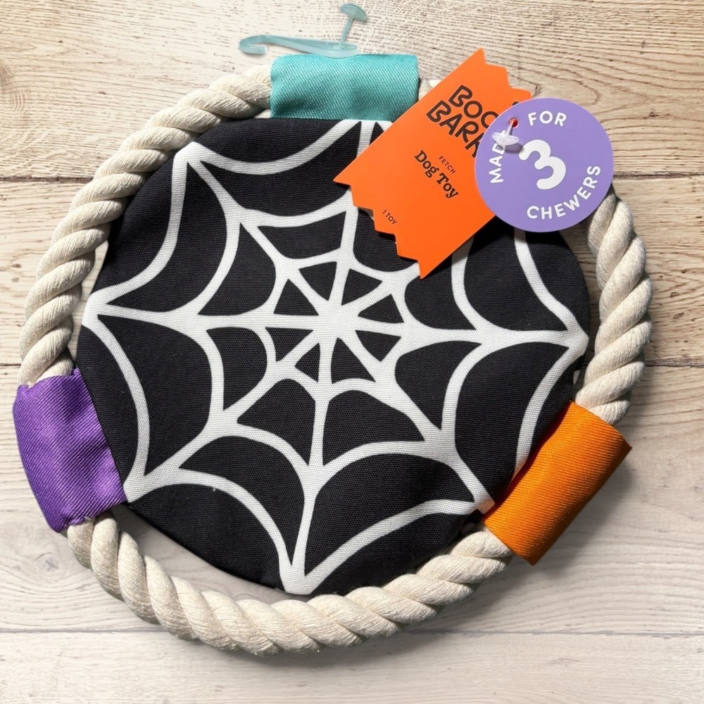 Boots & Barkley Halloween Spider Web Rope Dog Toy Fetch Disc Level 3 Chewer NEW